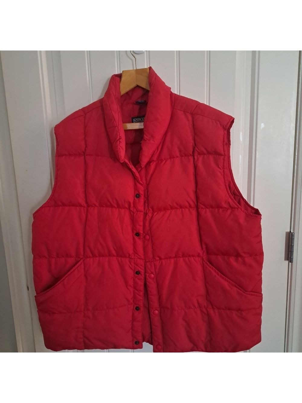 VTG Mens LANDS' END lightweight Down Puffer Vest RED XL 46-48 - Picture 2 of 7